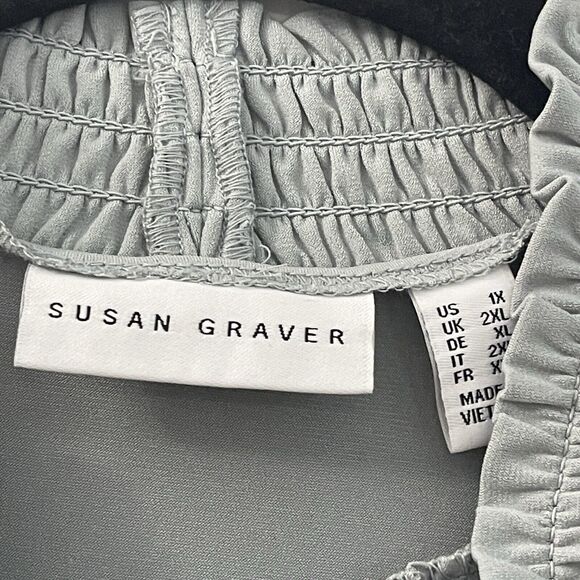 Susan Graver Blouse Women’s Size 1X Gray Mock Neck Stretchy Casual Office - Picture 5 of 6